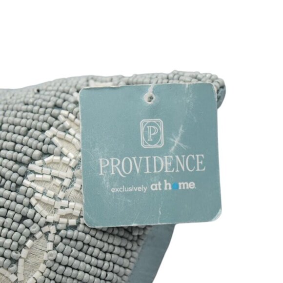 Providence Beaded Throw Pillow Fern Blue White 12"x12" - Picture 6 of 6